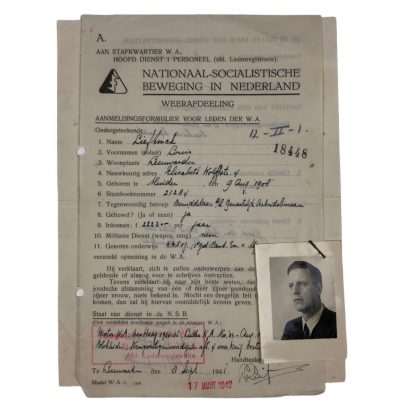 Original WWII Dutch NSB member application grouping Leeuwarden