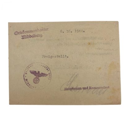 Original WWII German Freistellung Middelburg (Netherlands)
