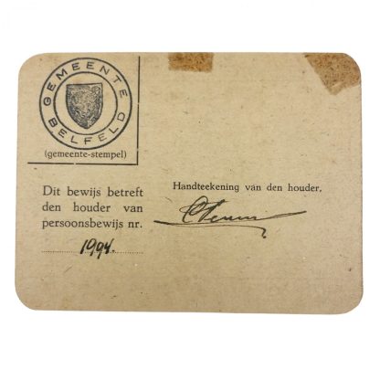 Original WWII Dutch ‘Luchtbeschermingsdienst’ ID card Belfeld