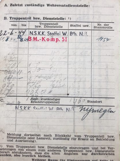 Original WWII Dutch NSKK volunteer Personal-Ausweis