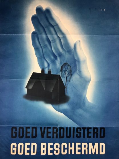 Original WWII Dutch ‘Luchtbescherming’ poster – Goed verduisterd, Goed beschermd
