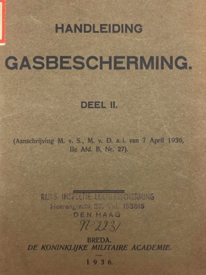 Original Pré 1940 Dutch army gas protection manuals