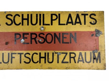 Original WWII Dutch 'Naar Schuilplaats - Zum Luftschutzraum' sign 80 persons