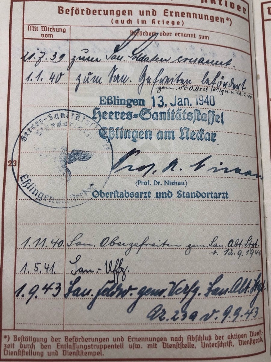 Original WWII German WH Feldwebel Sanitäter grouping 'Heeres-Sanitätsstaffel Esslingen am Neckar' - Afbeelding 5