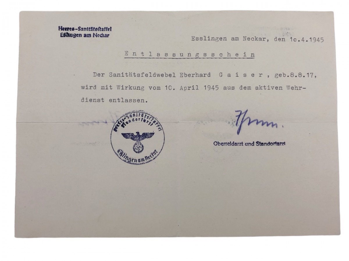 Original WWII German WH Feldwebel Sanitäter grouping 'Heeres-Sanitätsstaffel Esslingen am Neckar' - Afbeelding 13