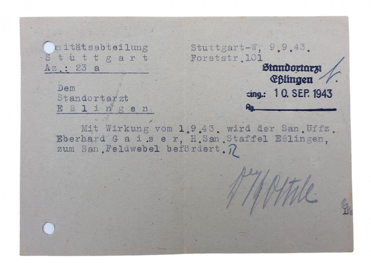 Original WWII German WH Feldwebel Sanitäter grouping 'Heeres-Sanitätsstaffel Esslingen am Neckar' - Afbeelding 12