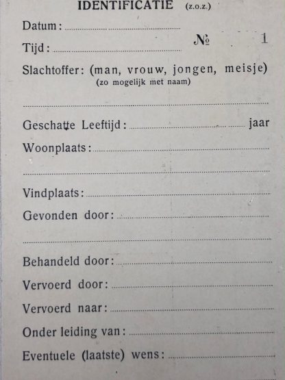 Original WWII Dutch ‘Luchtbescherming’ Groningen victim identification label
