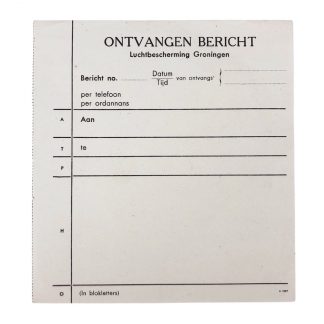 Original WWII Dutch ‘Luchtbescherming’ document Groningen