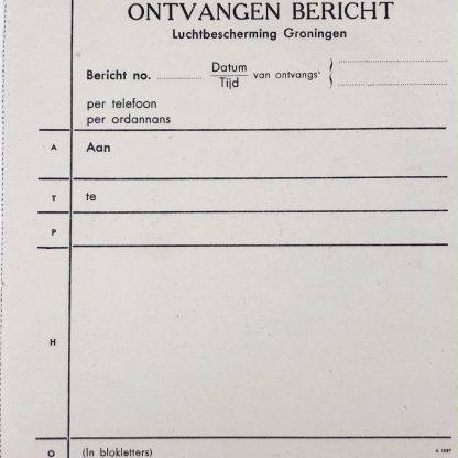 Original WWII Dutch ‘Luchtbescherming’ document Groningen