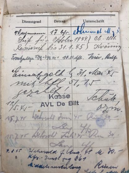 Original WWII German Personalausweisbuch Wachabteilung Niederlande - Rotterdam - Zeist - de Bilt