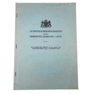 Original WWII Dutch ‘Luchtbeschermingsdienst’ booklet Nijmegen – Lent