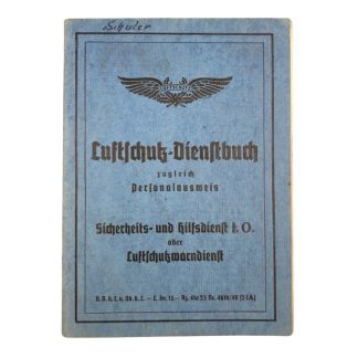 Original WWII German Luftschutz Dienstbuch Mannheim