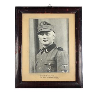 Original WWII German Waffen-SS Totenkopf framed portrait