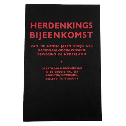 Original WWII Dutch NSB ‘Herdenkings bijeenkomst’ booklet Utrecht