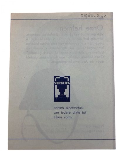 Original Pré 1940 Dutch Luchtbeschermingsdienst helmets Verblifa sales flyer