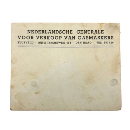 Original WWII Dutch ‘Luchtbeschermingsdienst’ Gasmask order card with flyer