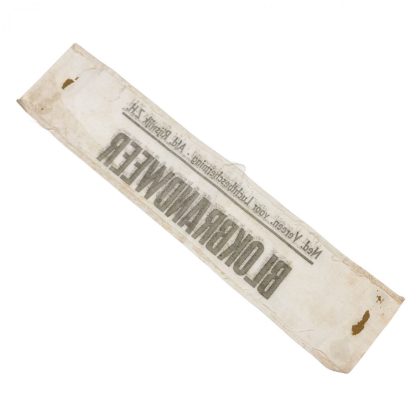 Original WWII Dutch ‘Luchtbescherming’ Blokbrandweer armband Rijswijk