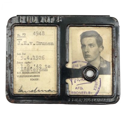 Original WWII Dutch Fokker aircraft ID card with documents Amsterdam