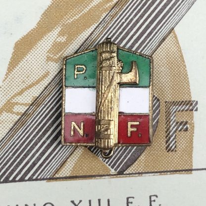 Original WWII Italian P.N.F. member pin and ID card in London