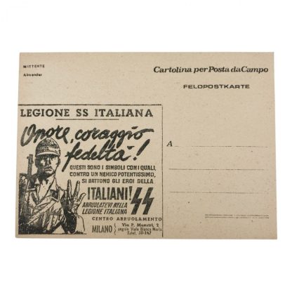 Original WWII Italian 29. Waffen-Grenadier-Division der SS postcard