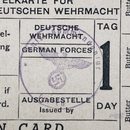 Original WWII German Wehrmacht British Channel Islands ration card