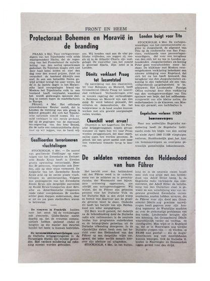 Original WWII Dutch Waffen-SS volunteer newspaper Front en Heem 5 May 1945