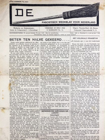 Original WWII Dutch fascists/collaboration newspaper – De Bezem