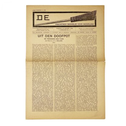 Original WWII Dutch fascists/collaboration newspaper - De Bezem