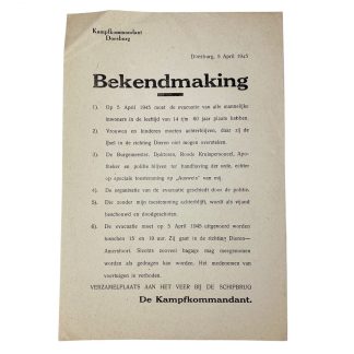 Original WWII Dutch announcement leaflet ‘Kampfkommandant Doesburg’