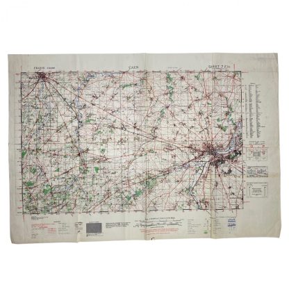 Original WWII British military map ‘Normandy – Caen’ 1943