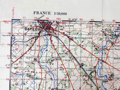 Original WWII British military map ‘Normandy – Caen’ 1943