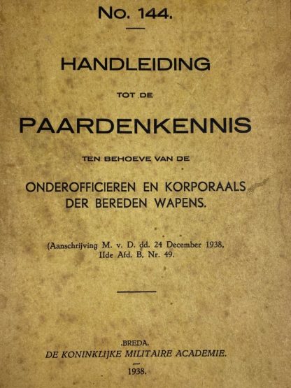 Original Pré 1940 Dutch army manual equine knowledge