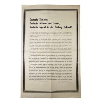 Original WWII German poster ‘Festung Holland – Seyss-Inquart’ 1945