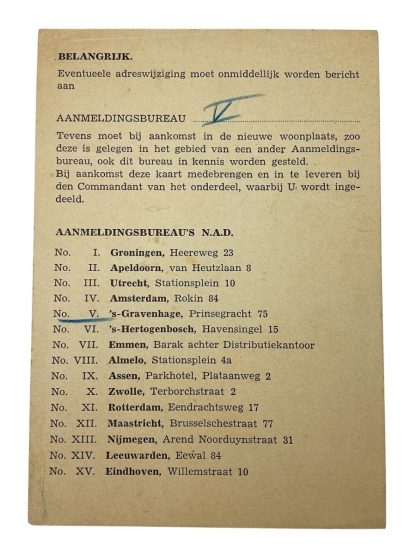 Original WWII Nederlandsche Arbeidsdienst Proof of approval card for American!