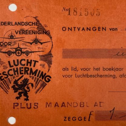 Original WWII Dutch ‘Luchtbeschermingsdienst NVL’ bill Harderwijk 1942