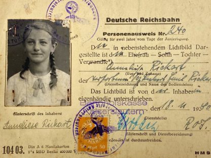 Original WWII German ‘Reichsbahn’ Personalausweis