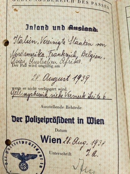 Original WWII German Jewish Reisepass