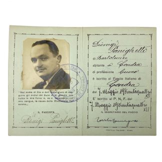 Original WWII Italian P.N.F. ID card member in London