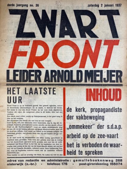 Original WWII Dutch collaboration newspaper – Zwart Front