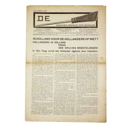 Original WWII Dutch fascists/collaboration newspaper – De Bezem