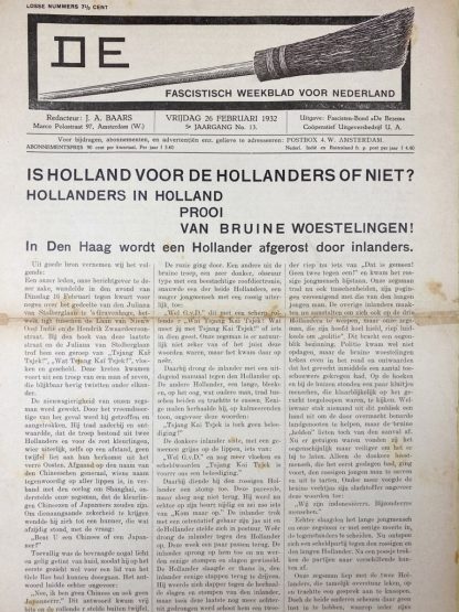 Original WWII Dutch fascists/collaboration newspaper – De Bezem