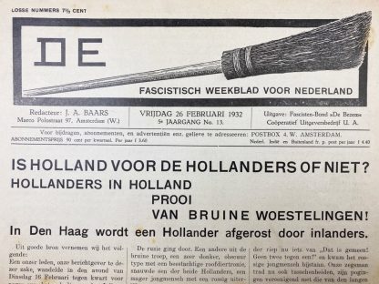 Original WWII Dutch fascists/collaboration newspaper – De Bezem