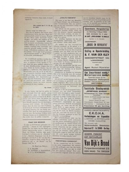 Original WWII Dutch fascists/collaboration newspaper – De Bezem