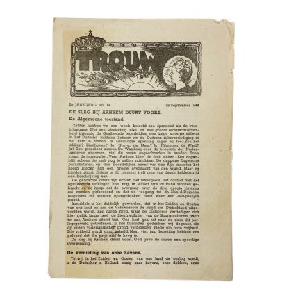 Original WWII Dutch resistance newspaper ‘Battle of Arnhem’