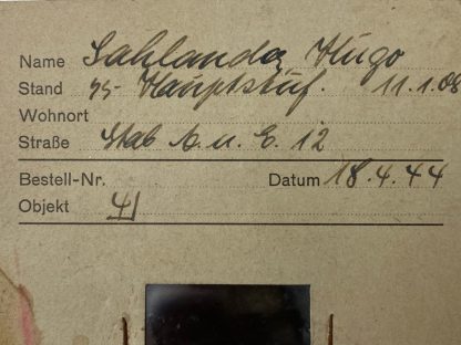 Original WWII German Waffen-SS dentist card 1944
