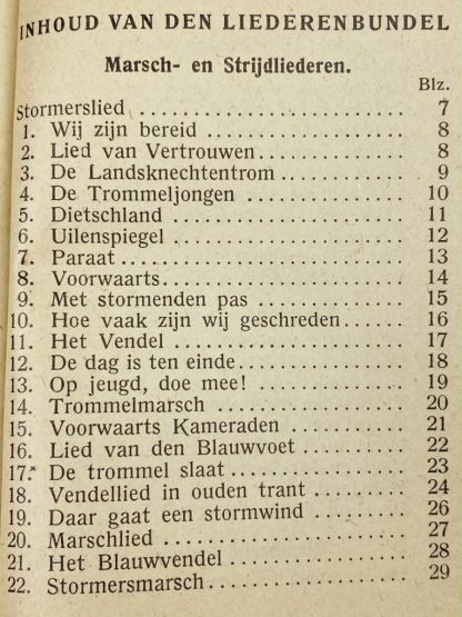 Original WWII Dutch Jeugdstorm song booklet