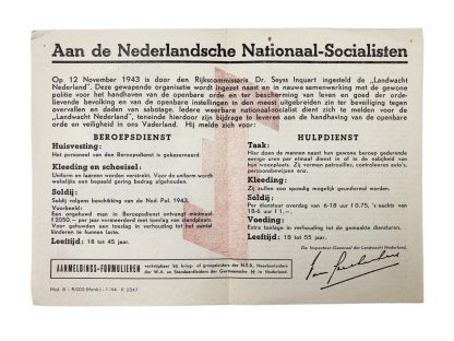 Original WWII Dutch ‘Landwacht Nederland’ flyer