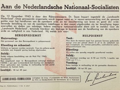 Original WWII Dutch ‘Landwacht Nederland’ flyer