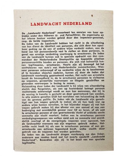 Original WWII Dutch ‘Landwacht Nederland’ flyer