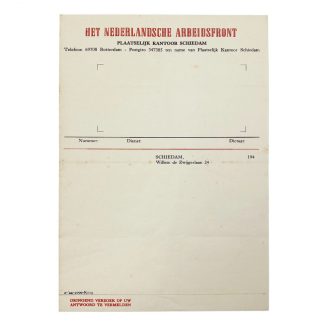 Original WWII Nederlandsche Arbeidsfront Schiedam writing paper